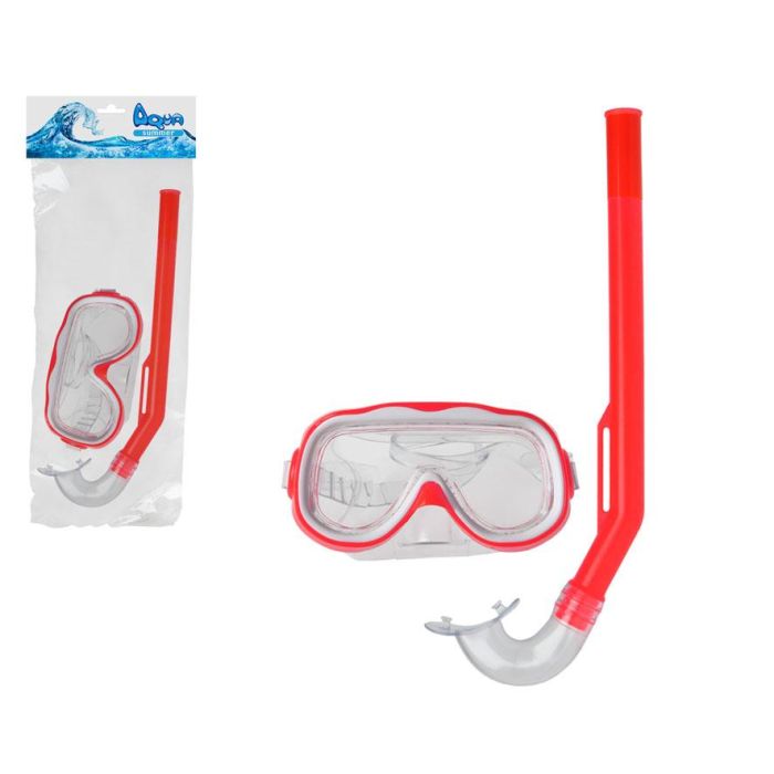 Gafas Buceo Con Tubo 17.5x45x6 cm Pvc Rojo Niño 8-14