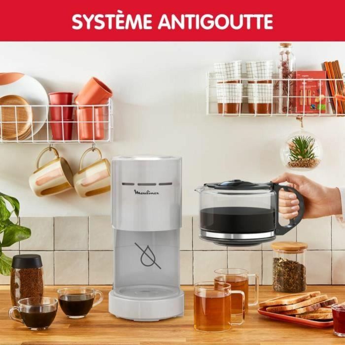 MOULINEX Cafetera de filtro 1,1 L, 12 tazas, Portafiltro giratorio, Antigoteo, Apagado automático, Mantiene caliente, Simpleo FG121B10 2