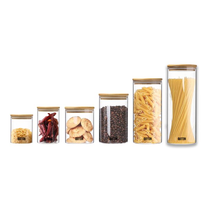 Quttin Tarro de Borosilicato con Tapa de Bambú 9.5 x 27 cm, 1550 ml (12 Unidades) 4 Quttin Tarro de Borosilicato con Tapa de Bambú 9.5 x 27 cm, 1550 ml (12 Unidades) 4