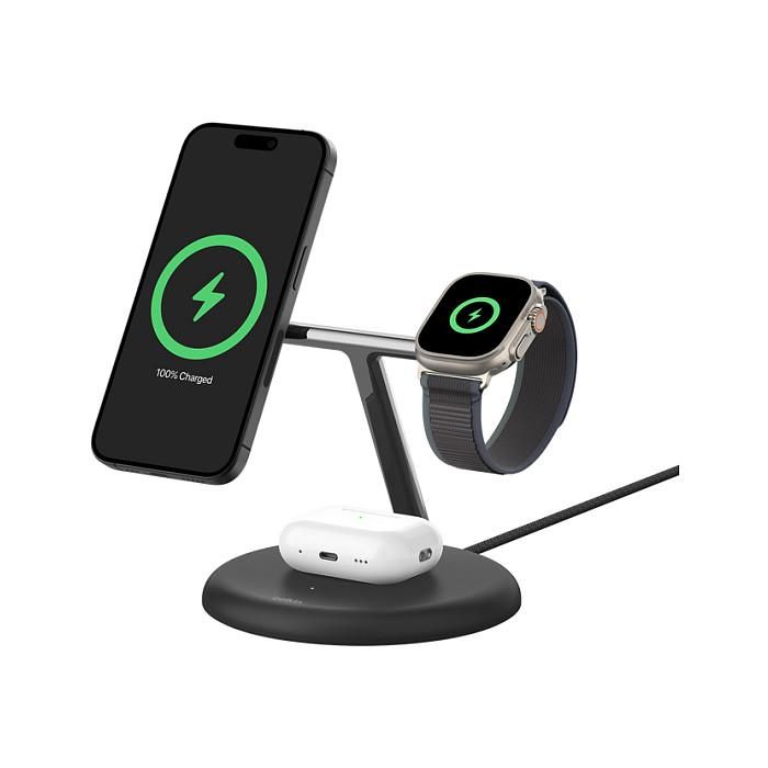 Belkin Wiz023Vfbk Base Carga Inalambrica 3 en 1 para iPhone, Apple Watch y AirPods con Qi2 15W Negra 3 Belkin Wiz023Vfbk Base Carga Inalambrica 3 en 1 para iPhone, Apple Watch y AirPods con Qi2 15W Negra 3