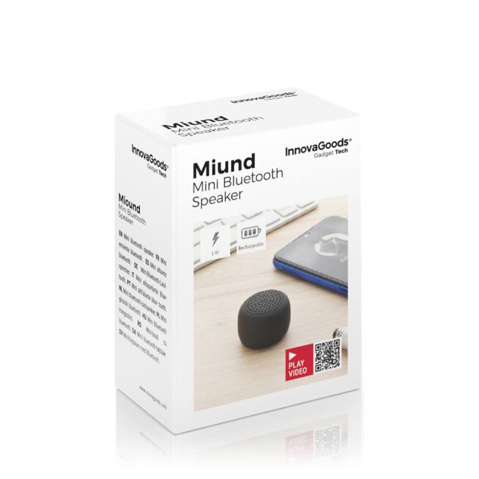 Mini Altavoz Inalámbrico Recargable Portátil Miund InnovaGoods 1 Mini Altavoz Inalámbrico Recargable Portátil Miund InnovaGoods 1