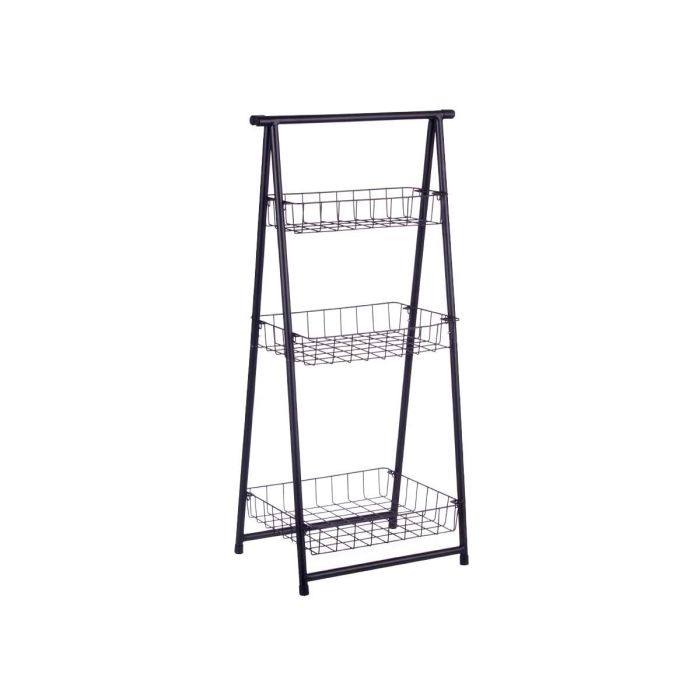 Kinvara Estanteria Metalica Escalera Negra 3 Pisos 48x38x8.5 cm 1