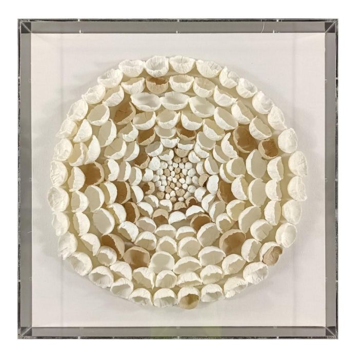 DKD Home Decor Cuadro Scandi Blanco Natural 60 x 60 x 7 cm (2 Unidades) de Acrílico y Papel Maché