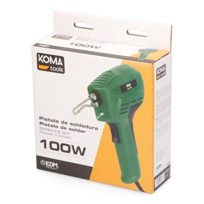 Koma Tools S-100 Soldador Tipo Pistola 100W 230V - Temp. Máx. 680°C - Calentamiento 12s - Mango Suave y Puntas Intercambiables 4