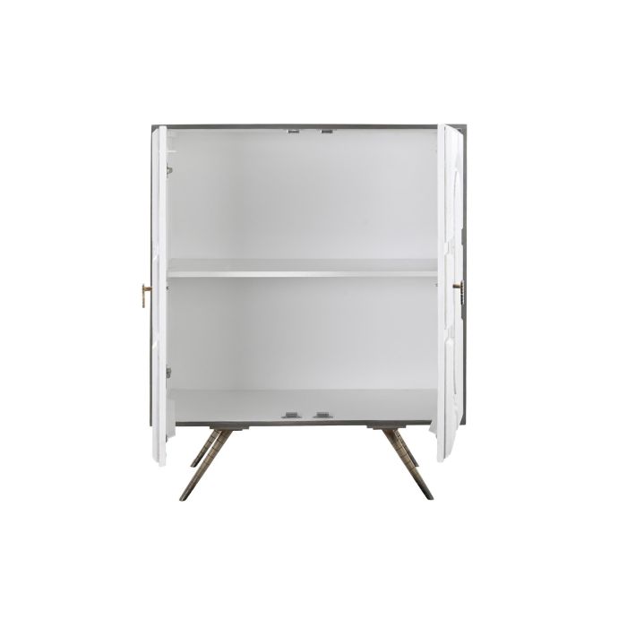 DKD Home Decor Aparador Moderno Colección Cruz Rombo Blanco Dorado de Mango y Latón Hecho a Mano, 2 Puertas, 2 Estantes, 93x41x114 cm 3
