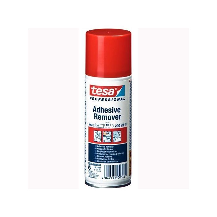 Tesa Limpiador de Adhesivo 60042 en Spray Bote 200 mL para Eliminar Restos de Pegamento y Etiquetas