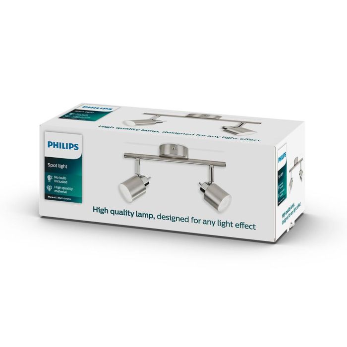 Philips Regleta Foco de Techo y Pared Meranti 2 luces GU10 Cromo Mate de Metal IP20 (Bombilla no incluida) 15.5x10x28 cm 1 Philips Regleta Foco de Techo y Pared Meranti 2 luces GU10 Cromo Mate de Metal IP20 (Bombilla no incluida) 15.5x10x28 cm 1