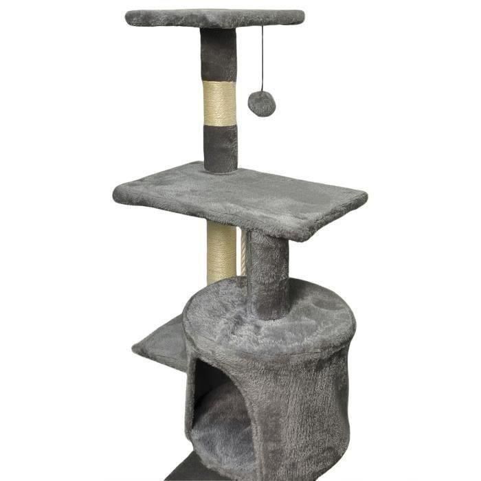 PALOMA Rascador para gatos gris oscuro 40 x 40 x 114 cm - 3 plataformas, 1 cuerda, 1 nicho, rascadores 3 PALOMA Rascador para gatos gris oscuro 40 x 40 x 114 cm - 3 plataformas, 1 cuerda, 1 nicho, rascadores 3
