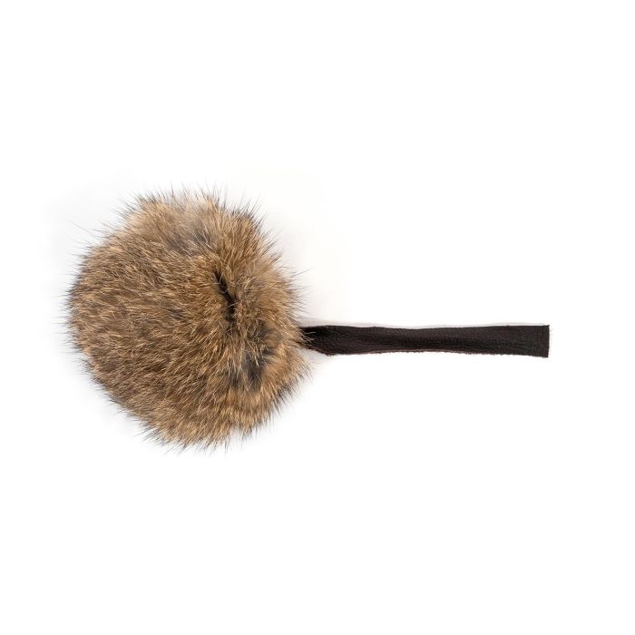 Gloria Juguete Rata Pompon Piel de Conejo con Rabito de Cuero 12 cm para Gatos, 100% Natural, Activa Instintos, Fabricado en España