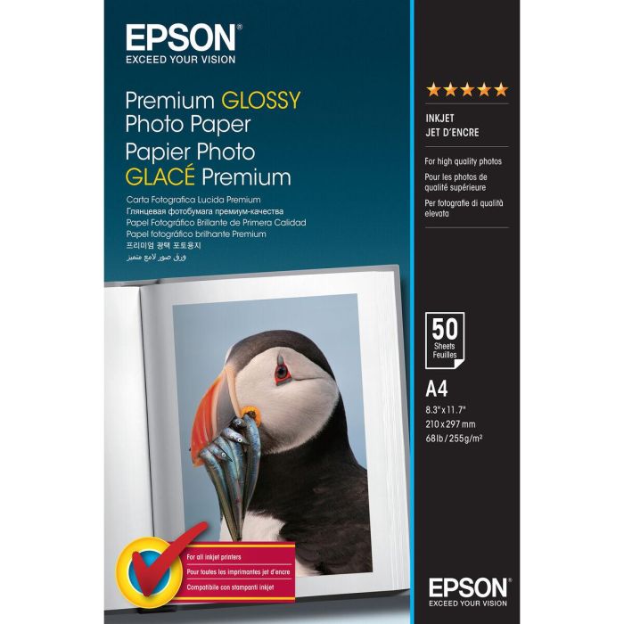 Epson Papel Premium Glossy Photo 255g, 50 Hojas de A4 Epson Papel Premium Glossy Photo 255g, 50 Hojas de A4