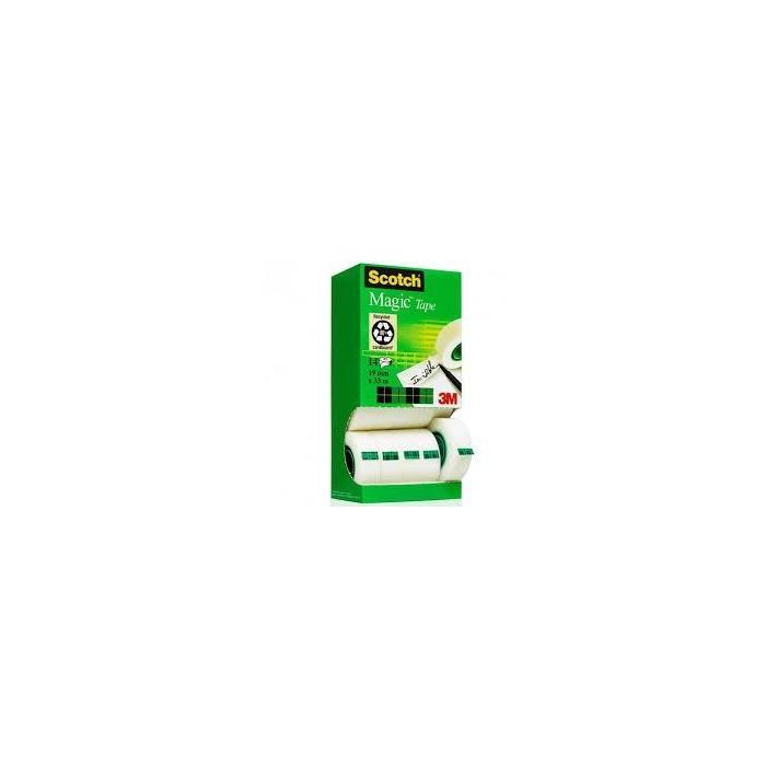 Scotch Magic Invisible Cinta Adhesiva 33 m x 19 mm, Pack de 14 Unidades, Se Puede Escribir Sobre Ella, No Amarillea