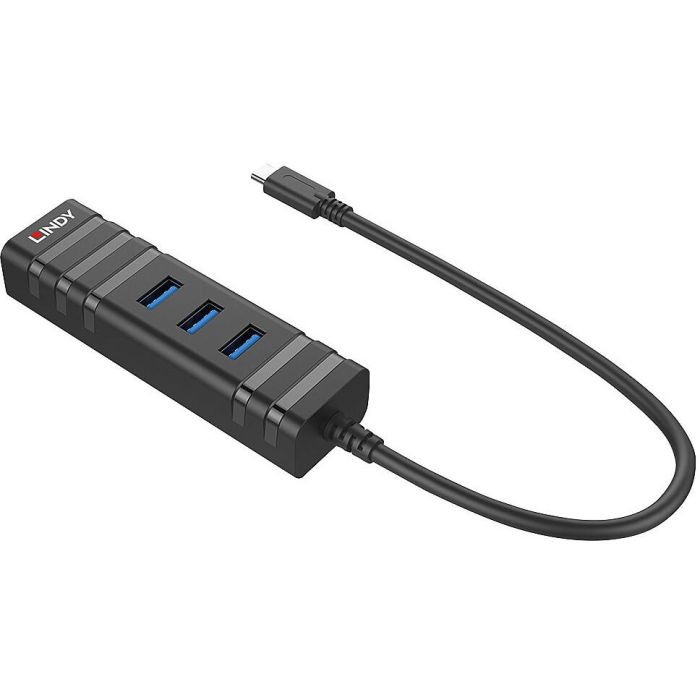 Lindy Hub y Convertidor Gigabit Ethernet USB 3.2 Type C con 3 Puertos USB 3.0 Type A 2