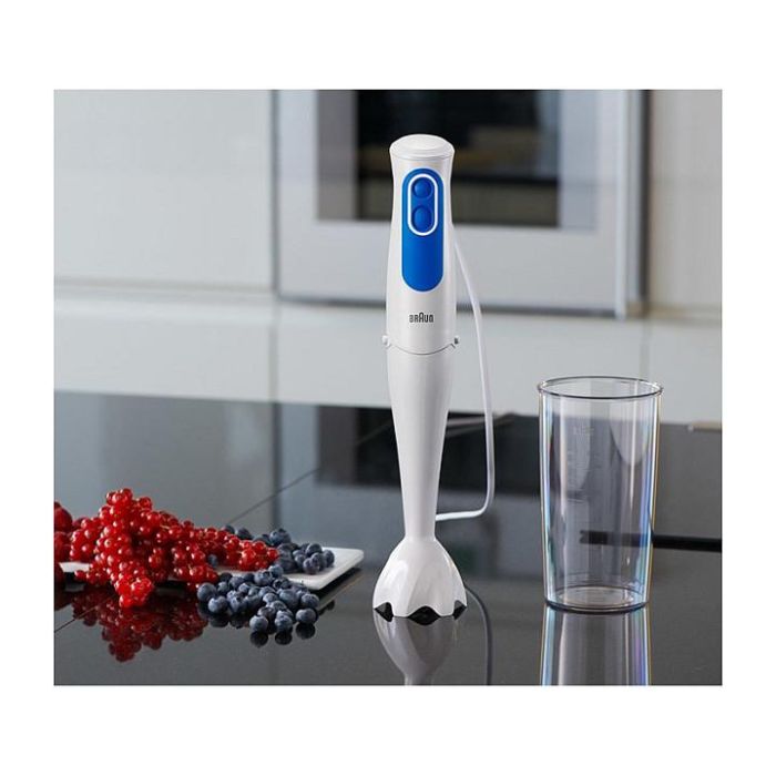 Braun Batidora de Inmersión Multiquick 3 MQ3000WH Smoothie, 700W, 0.6L, 2 Velocidades, Eje Metal, Acero Inoxidable