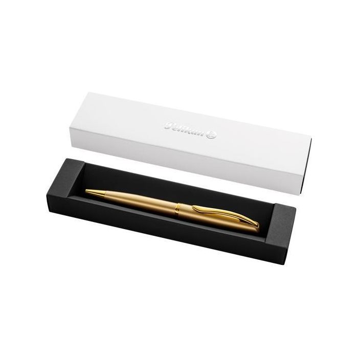 Pelikan Bolígrafo Jazz Noble Elegance Tinta Azul, Cuerpo Color Oro Metálico, Mecanismo Giro, Punta M 1mm, Estuche Regalo