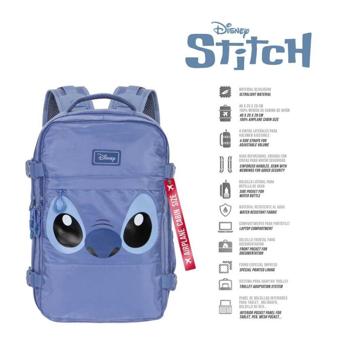 Mochila Mercury Viaje Cabina Avión 40x20x25cm Face Disney Lilo y Stitch Azul 1