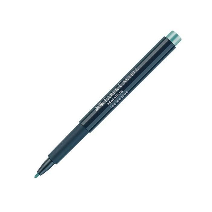 Faber Castell Rotulador Punta de Fibra Metallics Marker Ice Blue - Trazo 1.5 mm, para Papel, Cartón, Vidrio y más
