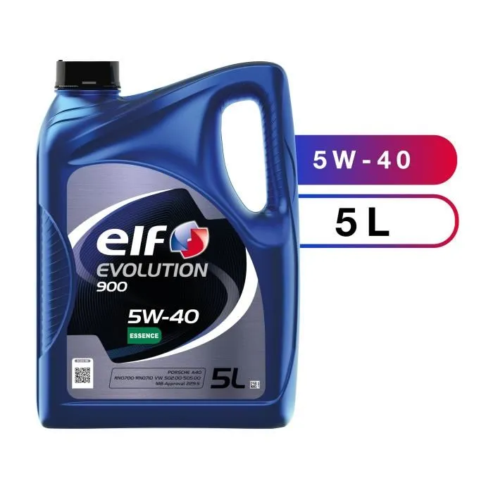 Elf Aceite de Motor Evolution 900 5W-40 - 5 Litros - Sintético Total - Alto Rendimiento para Gasolina y Diésel