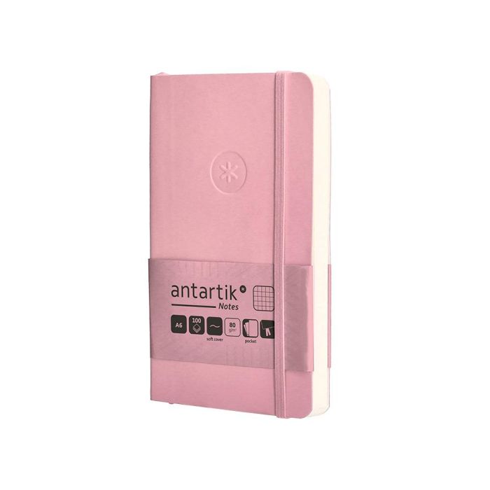 Cuaderno Con Gomilla Antartik Notes Tapa Blanda A6 Cuadricula Rosa Pastel 100 Hojas 80 gr Fsc 3