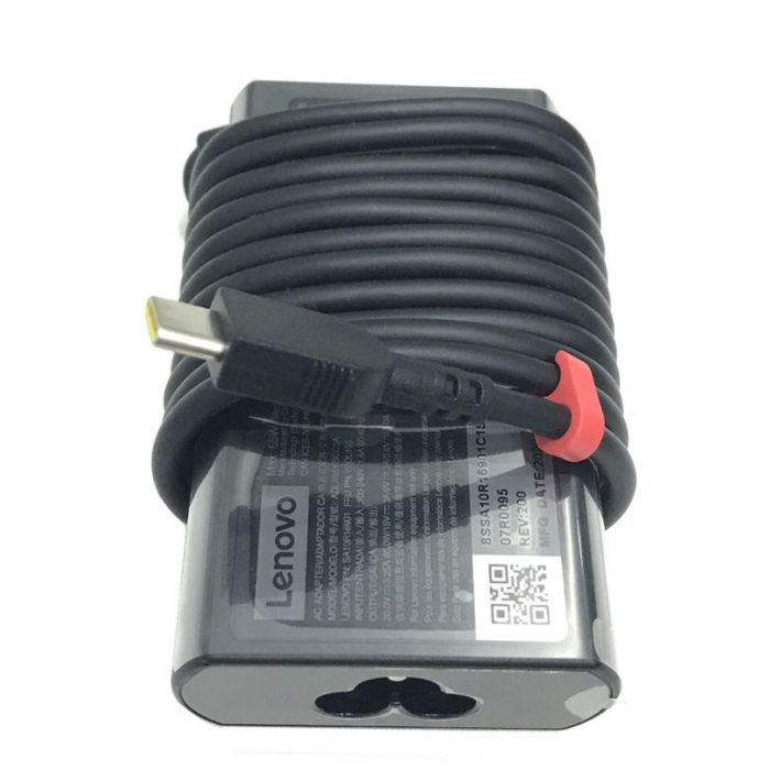 Lenovo 65W power adapter for notebooks, supports multiple output voltages: 20V, 15V, 9V, 5V, features 3 ports for versatile use. 2 Lenovo 65W power adapter for notebooks, supports multiple output voltages: 20V, 15V, 9V, 5V, features 3 ports for versatile use. 2
