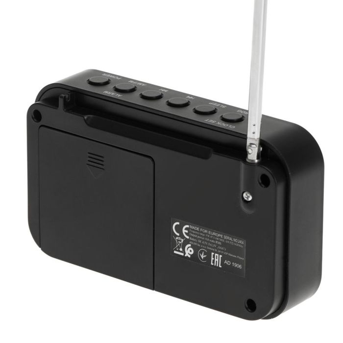 Adler Radio digital PLL AM/FM AD1906 con sintonización automática, pantalla LCD, reloj y alarma, USB-C/Batería, 12,5 x 3 x 7,5 cm 10