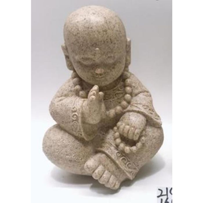 DKD Home Decor Figura de Monje Oriental de Resina Gris Claro, 13cm Largo, 20cm Alto, 15cm Ancho (Pack 2 Unidades)