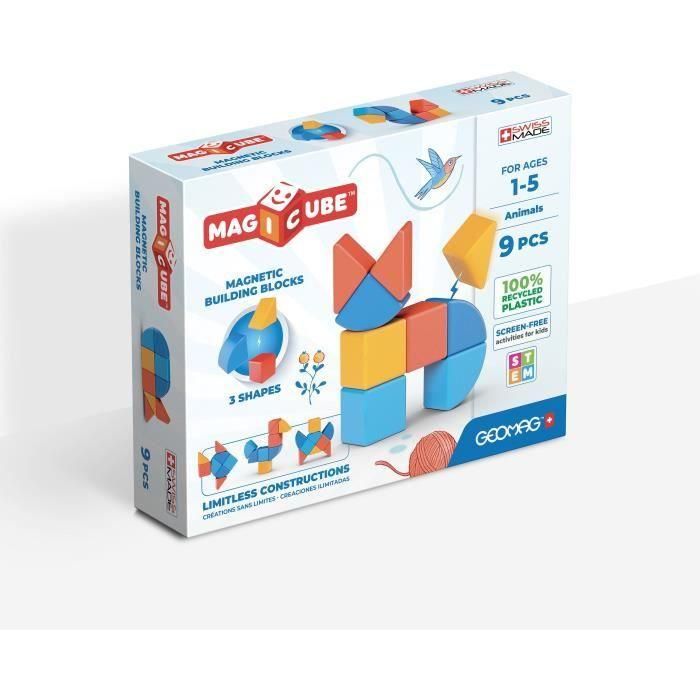 Bloques magnéticos - GEOMAG - Magicube 208 - 9 piezas - Varias formas - Animales - Plástico reciclado Bloques magnéticos - GEOMAG - Magicube 208 - 9 piezas - Varias formas - Animales - Plástico reciclado