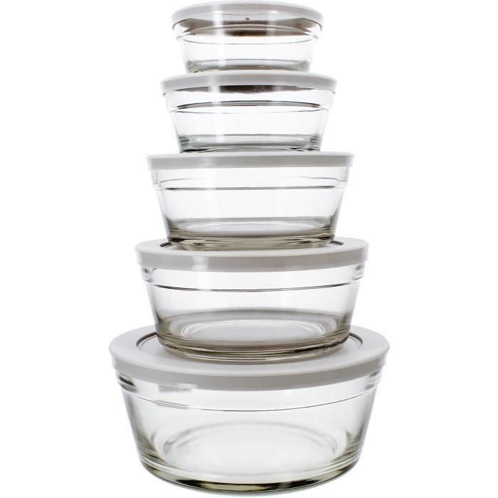 Menastyl 5039038 - Juego de 5 Cuencos con Tapas de plástico Resistentes - Capacidades: 150 ml, 230 ml, 400 ml, 610 ml y 940 ml Menastyl 5039038 - Juego de 5 Cuencos con Tapas de plástico Resistentes - Capacidades: 150 ml, 230 ml, 400 ml, 610 ml y 940 ml