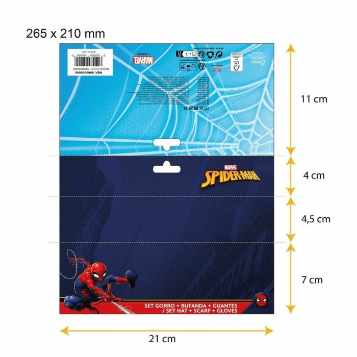 Gorro, Bufanda y Guantes Spider-Man Azul 3 Piezas 2 Gorro, Bufanda y Guantes Spider-Man Azul 3 Piezas 2