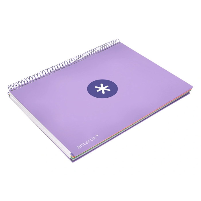 Antartik Cuaderno Espiral Micro A4 Forrada 120 Hojas 90gr Horizontal 5 Bandas Lavanda 5