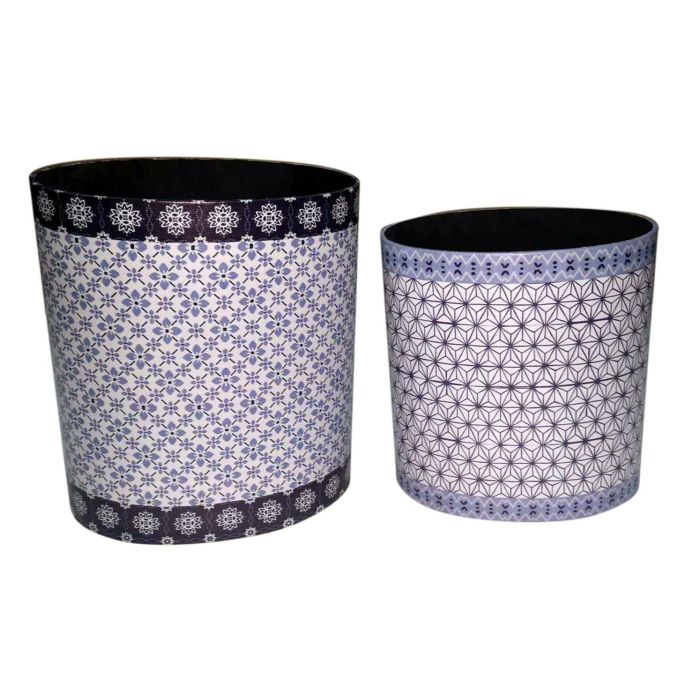 Papelera Sixties DKD Home Decor Azul Blanco 23 x 35.3 x 31.5 cm Set de 2