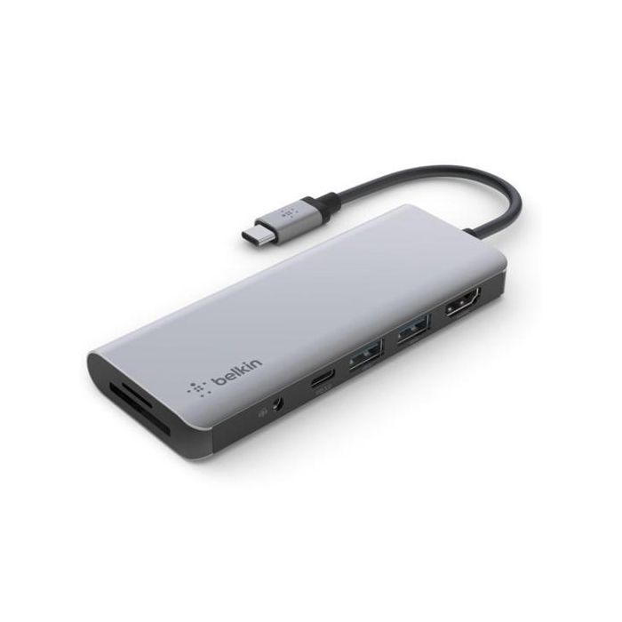 Belkin Adaptador Usb-C 7 En 1, Usb-C Pd,2Xusb-A, Hdmi,Lector Sd, Micro Sd, Jack 3.5 mm Gris Belkin Adaptador Usb-C 7 En 1, Usb-C Pd,2Xusb-A, Hdmi,Lector Sd, Micro Sd, Jack 3.5 mm Gris