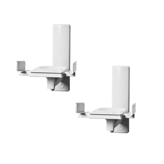 B-Tech Side Clamping Loudspeaker Wall Mount with Tilt & Swivel, 25kg max, 135mm - 280mm clamp size, Tilt +/-10°, Swivel 360°, White B-Tech Side Clamping Loudspeaker Wall Mount with Tilt & Swivel, 25kg max, 135mm - 280mm clamp size, Tilt +/-10°, Swivel 360°, White