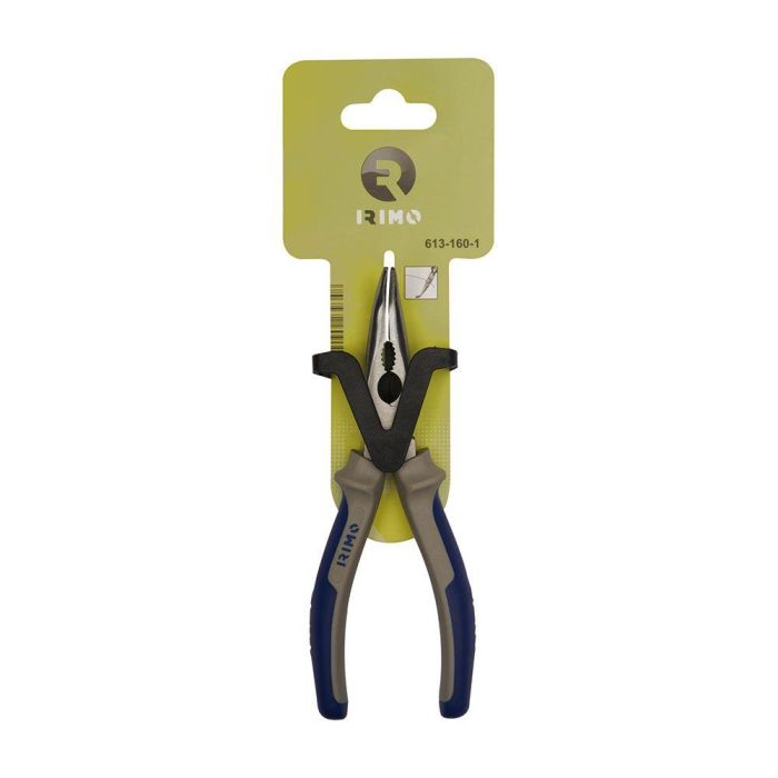 Irimo Alicates de boca semi redonda curva 200 mm con filo de corte templado y mangos de agarre suave