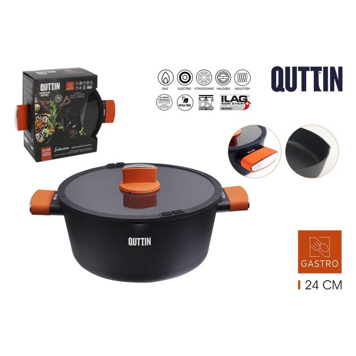 Cacerola 24 cm con tapa Gastro Quttin (6 Unidades) Cacerola 24 cm con tapa Gastro Quttin (6 Unidades)