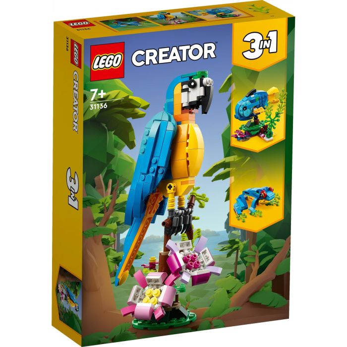 LEGO 31136 Creador 3-en-1: Loro Exótico, Modelo Rana y Pez. Set de Construcción de Figuras de Animales de la Jungla 8