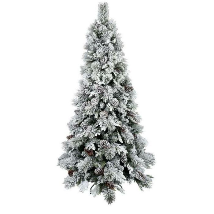 DKD Home Decor Alpina Árbol de Navidad Blanco 180 cm con LED, 584 Ramas, Piñas y Luz Cálida 1