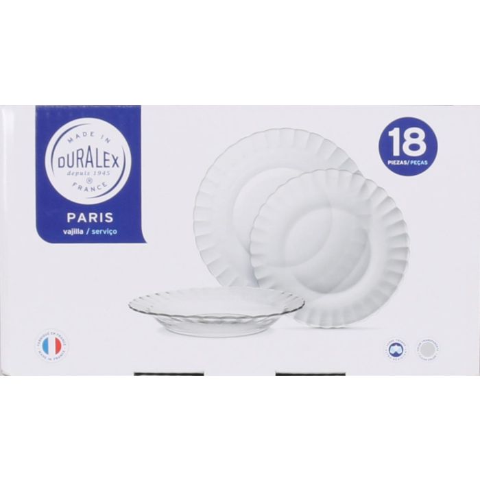 Duralex Vajilla Paris Transparente 18 Piezas (Llana 26 cm, Hondos 23 cm, Postre 20.5 cm) (2 Unidades) 3