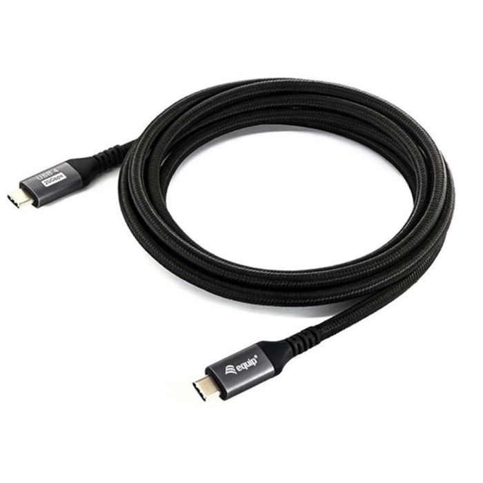 Equip Cable USB-C USB4 Gen2 Macho Macho 40Gbps 4K/60Hz 100W Con Chip E-Mark Color Negro 2.0m Malla algodon trenzado Carcasa Conector Aluminio 1 Equip Cable USB-C USB4 Gen2 Macho Macho 40Gbps 4K/60Hz 100W Con Chip E-Mark Color Negro 2.0m Malla algodon trenzado Carcasa Conector Aluminio 1
