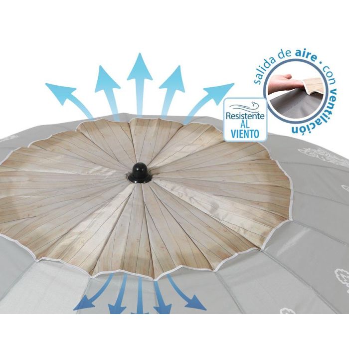 Atosa Sombrilla de Playa de Aluminio, UPF 50+, 220 cm, Gris Claro y Blanco 5 Atosa Sombrilla de Playa de Aluminio, UPF 50+, 220 cm, Gris Claro y Blanco 5