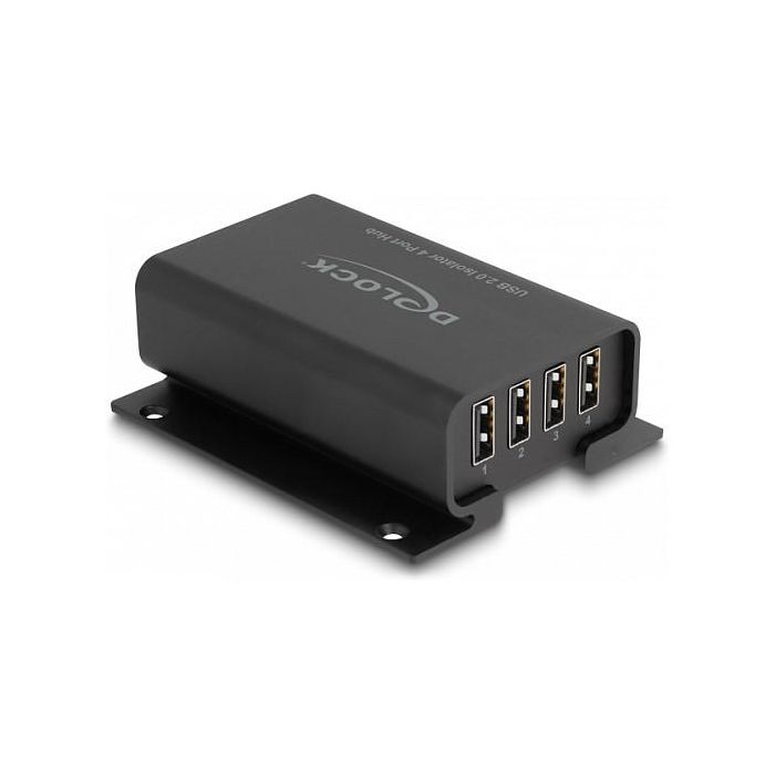 Delock Concentrador USB 2.0 4 Puertos Aislador 5 kV para Datos, Tipo A y B, Negro, Metal, para 0 - 40 °C 1 Delock Concentrador USB 2.0 4 Puertos Aislador 5 kV para Datos, Tipo A y B, Negro, Metal, para 0 - 40 °C 1