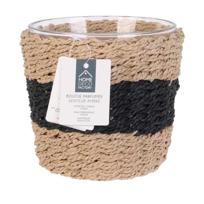 Home Deco Factory Vela Mirage con Vaso Trenzado y Aroma Ámbar, 3 Mechas, ø15x13.5 cm 5