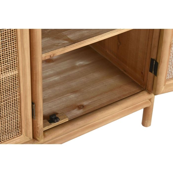 DKD Home Decor Aparador Tropical de Abeto y Ratán Marrón Claro, Acabado Natural, 120x40x65cm con 3 Puertas y 3 Estantes 4 DKD Home Decor Aparador Tropical de Abeto y Ratán Marrón Claro, Acabado Natural, 120x40x65cm con 3 Puertas y 3 Estantes 4