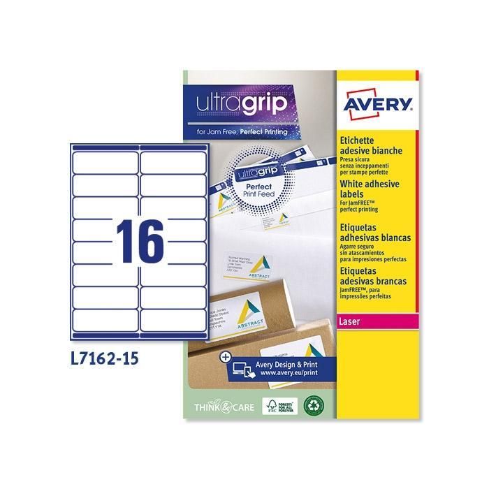 Avery Etiquetas Adhesivas Para Envíos 99,1x33,9 mm Inkjet-Láser 16 X 15H 100% Reciclado Blanco Avery Etiquetas Adhesivas Para Envíos 99,1x33,9 mm Inkjet-Láser 16 X 15H 100% Reciclado Blanco