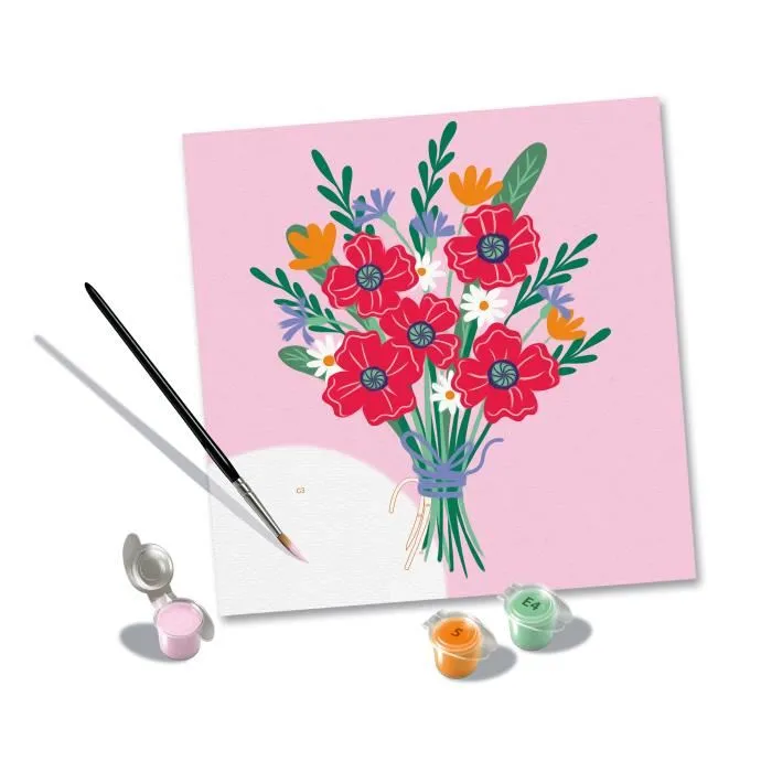 Ravensburger 25519 Pintar por numeros Ramo de amapolas 20x20 cm, Ocio creativo, Adulto 1