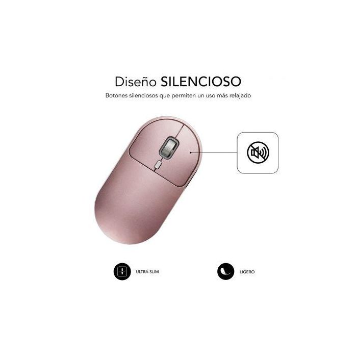 Ratón Inalámbrico por Bluetooth Subblim Excellent/ Hasta 1600 DPI/ Rosa