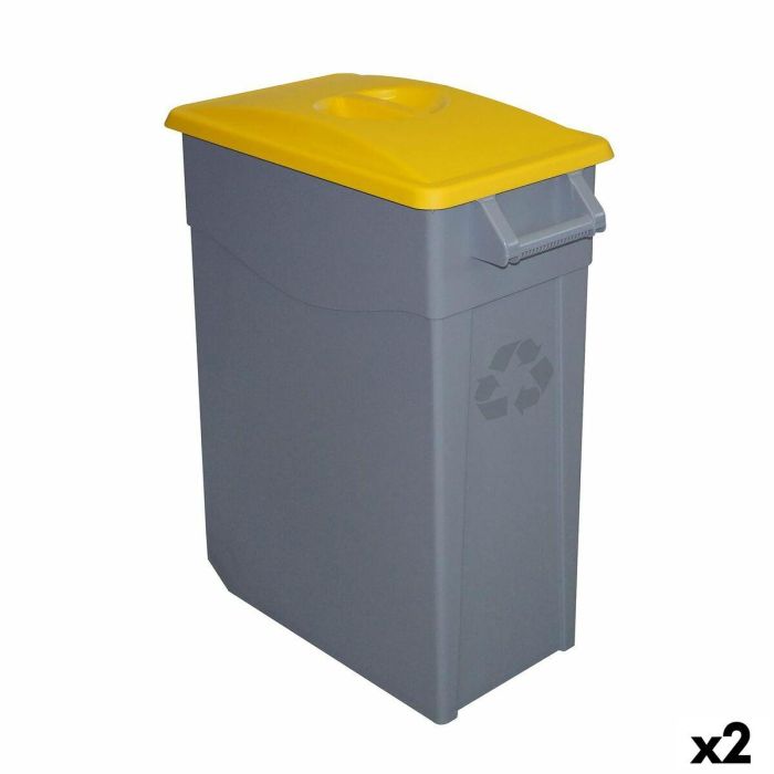 Cubo de Basura para Reciclaje Denox Amarillo 65 L (2 Unidades)