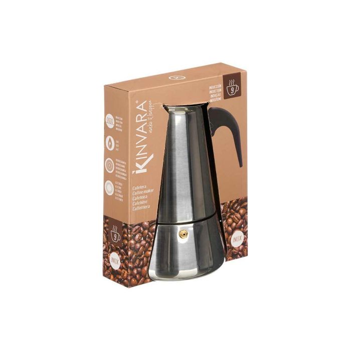 Cafetera Italiana Kinvara S12AA-9T Negro Plateado Acero 9 Tazas 1