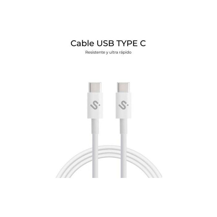 Cable USB-C a USB-C Subblim SUBCAB-C10010 Blanco Negro 1 m 2 Cable USB-C a USB-C Subblim SUBCAB-C10010 Blanco Negro 1 m 2