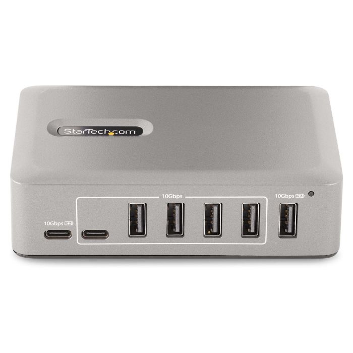 StarTech Hub USB-C de 10 Puertos con Fuente de 65W - 8x USB-A 3.2, 2x USB-C 3.2, 10 Gbps, Autoalimentado, Certificación USB-IF, Gris