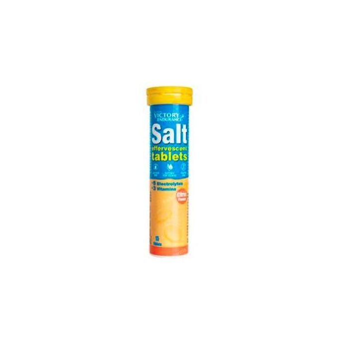 Victory Endurance Salt Citrus: Tabletas Efervescentes con 5 Electrolitos y 3 Vitaminas para Recuperación Mineral e Hidratación - 15 Cápsulas